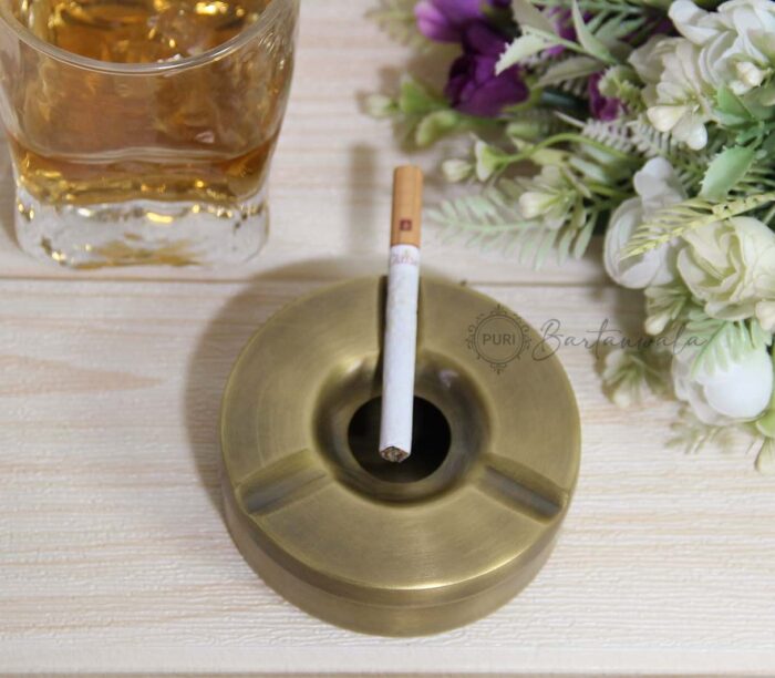 Pure Brass Round Ashtray Antique Finish