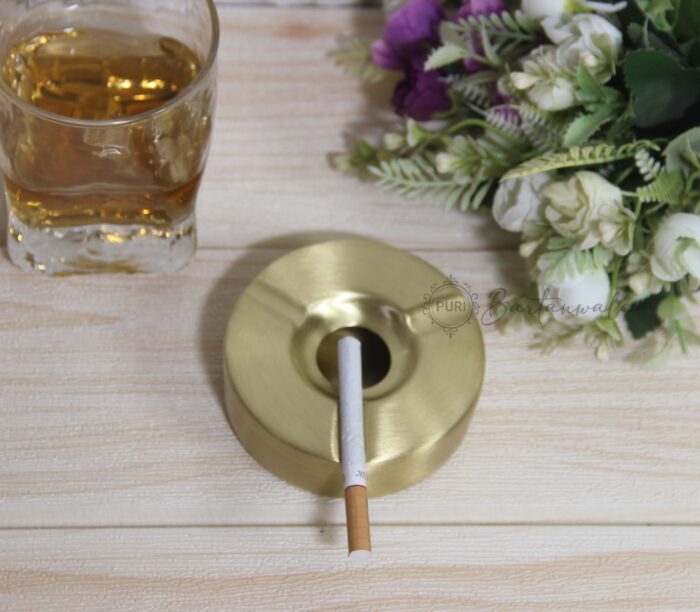 Pure Brass Round Ashtray Matt Finish