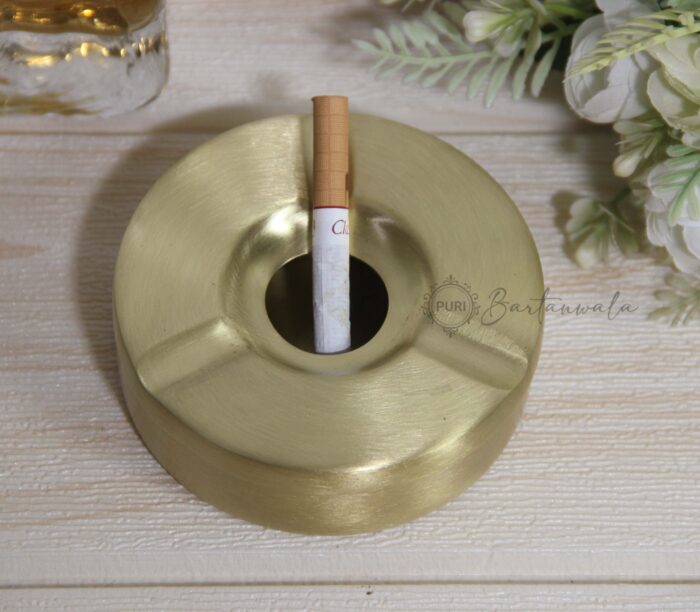 Pure Brass Round Ashtray Matt Finish