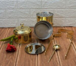 PURI - Pure Brass Tiffin/Lunch Box - 4 Compartment of 650 ML Each - Hand Crafted in India - Vintage Style