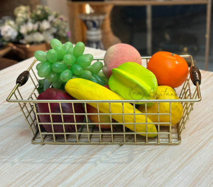 Metal Wire Basket for Fruit/Bread/Linen - Gold Plated