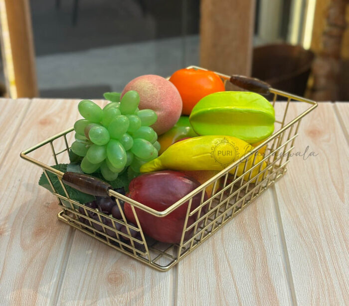 Metal Wire Basket for Fruit/Bread/Linen - Gold Plated