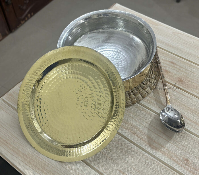 Brass/Pital Lagan For Cooking 12 Inch With Lid And Tin/ Kalai