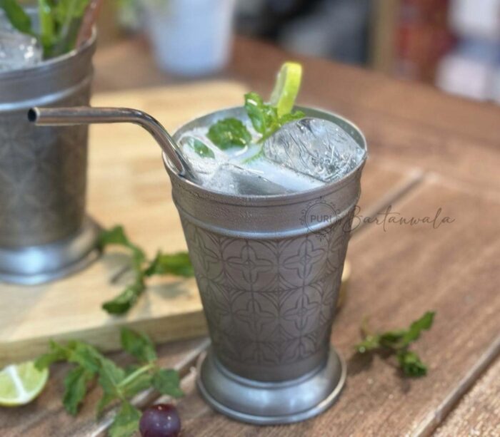 Stainless Steel Mint Julep Designer Glass With Straw