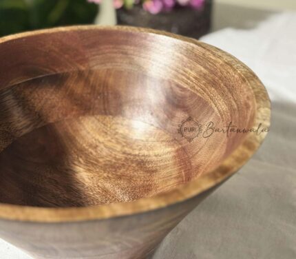 Mango Wood Taper Shape Dining Table Fruit Bowl