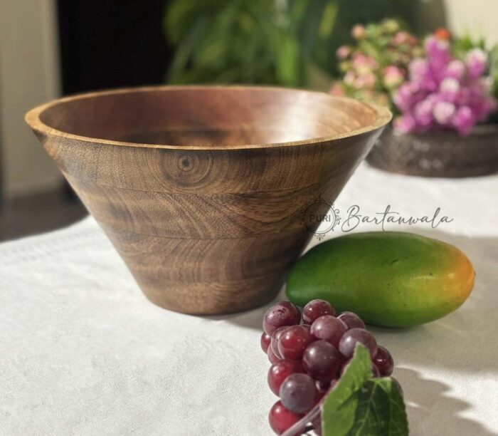 Mango Wood Taper Shape Dining Table Fruit Bowl