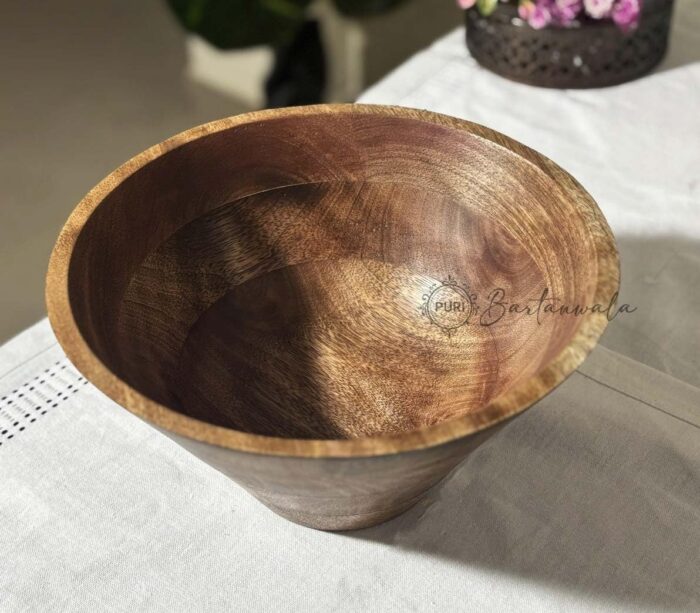 Mango Wood Taper Shape Dining Table Fruit Bowl