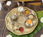 Om Sanatan Brass/Pital Pooja Thali Set of 9 Pcs