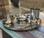 Stainless Steel Hammered Dinner Plate/Bowl Set of 5